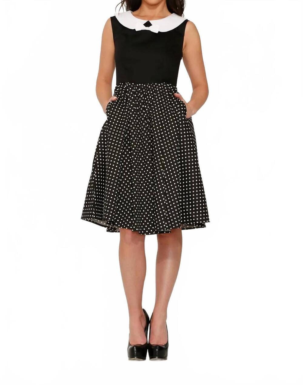 NEW ORCHID BLOOM polka dot swing dress in black white